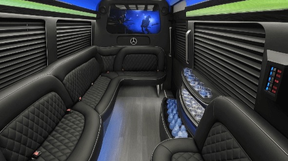 Interior of Galveston Party Bus Company's 14 Passenger Sprinter Limousine in Galveston