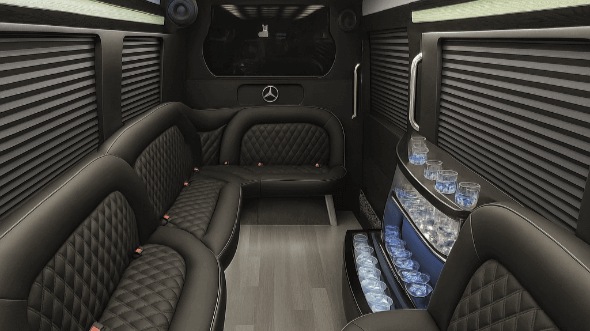 Interior of Pearland Party Bus Company's 14 Passenger Sprinter Limousine in Pearland