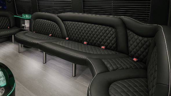 Interior of Texas City Party Bus Company's 14 Passenger Sprinter Limousine in Texas City