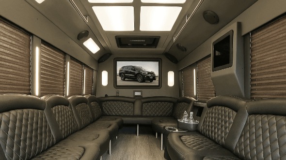 Interior of Pasadena Party Bus Company's 20 Passenger Party Bus in Pasadena