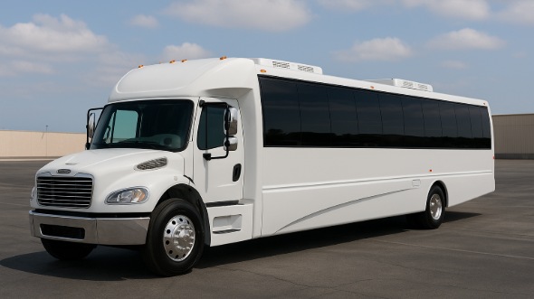 Exterior of The Woodlands Party Bus Company's 20 Passenger Party Bus in The Woodlands