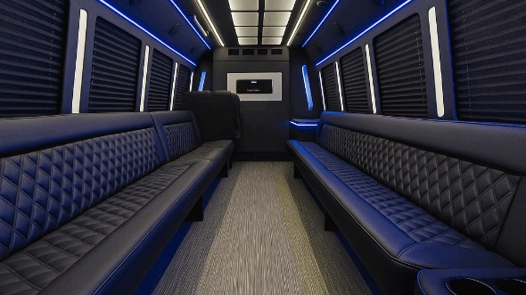 Interior of Baytown Party Bus Company's 25 Passenger Party Bus in Baytown
