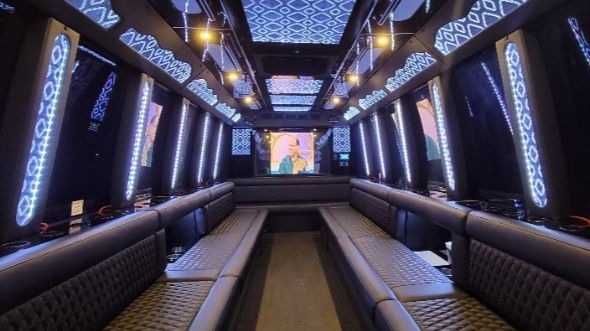 Interior of Sugar Land Party Bus Company's 25 Passenger Party Bus in Sugar Land