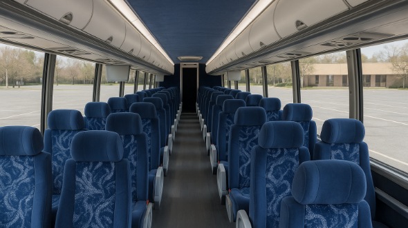 Interior of Pearland Party Bus Company's 45 Passenger Charter Bus in Pearland
