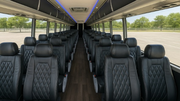 Interior of Pearland Party Bus Company's 46 Passenger Charter Bus in Pearland