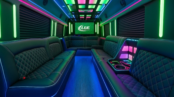 Interior of Missouri City Party Bus Company's 50 Passenger Party Bus in Missouri City