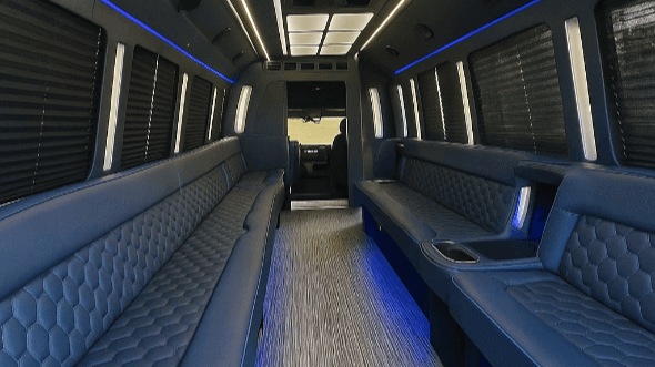 Interior of Sugar Land Party Bus Company's 50 Passenger Party Bus in Sugar Land