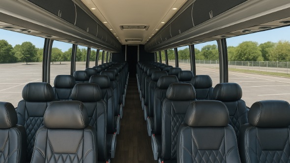 Interior of Pearland Party Bus Company's 55 Passenger Charter Bus in Pearland