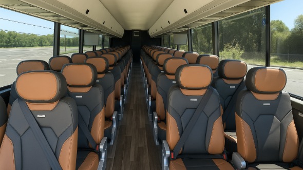 Interior of Pearland Party Bus Company's 56 Passenger Charter Bus in Pearland