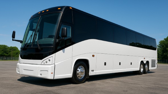 Exterior of Pearland Party Bus Company's 56 Passenger Charter Bus in Pearland