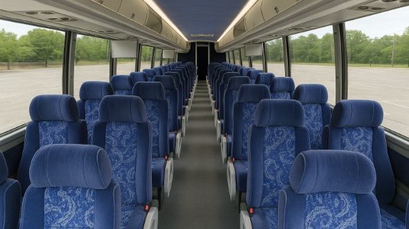 Interior of Pearland Party Bus Company's ADA Charter Bus in Pearland