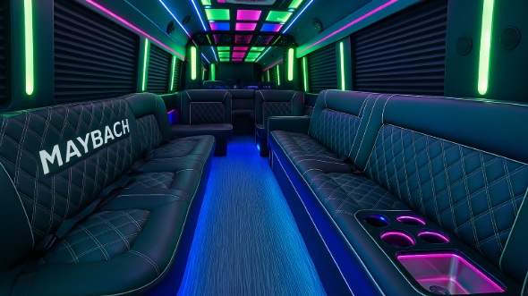 pearland 30 passenger party bus inside