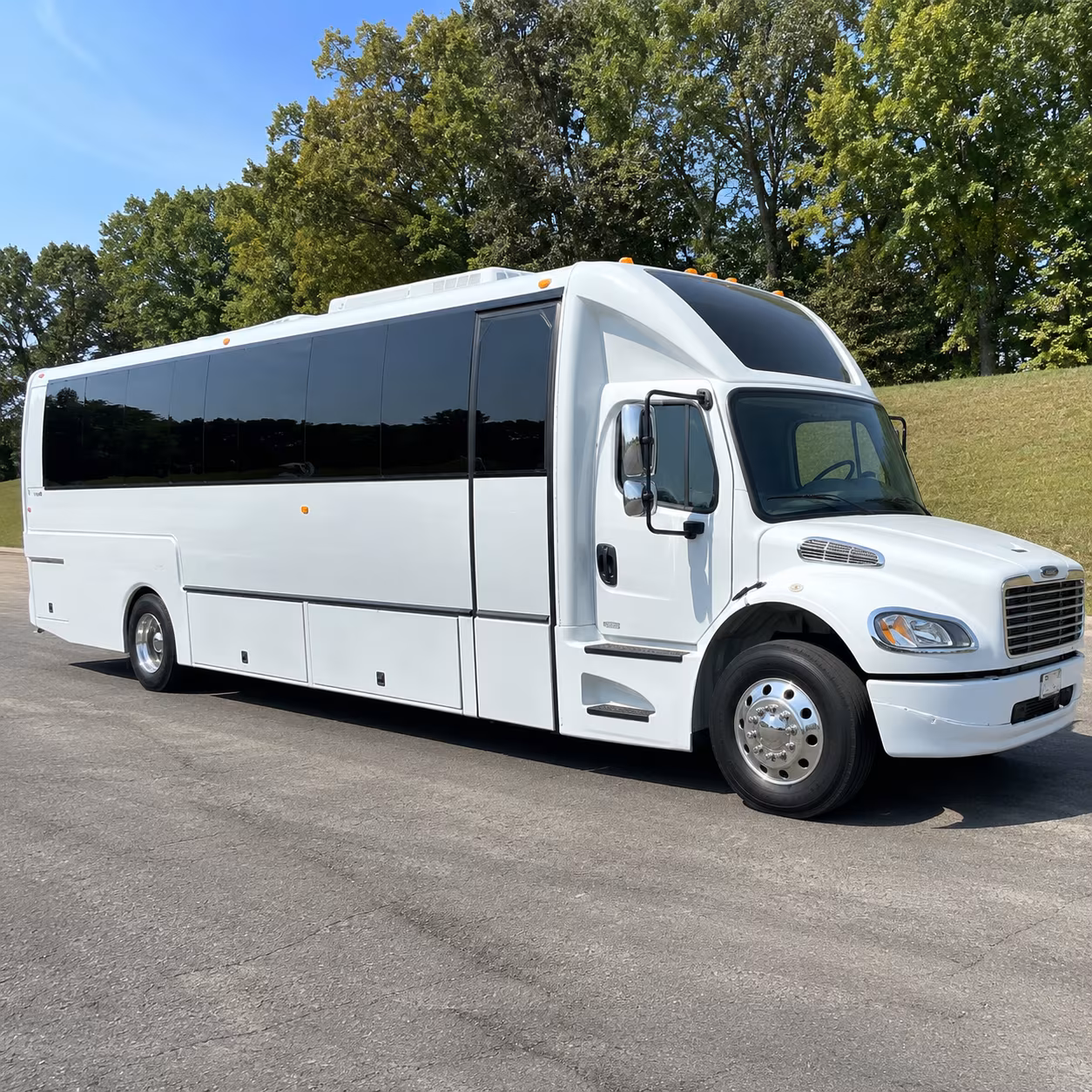 Passenger watching the Pearland scenery during a regional party bus road trip