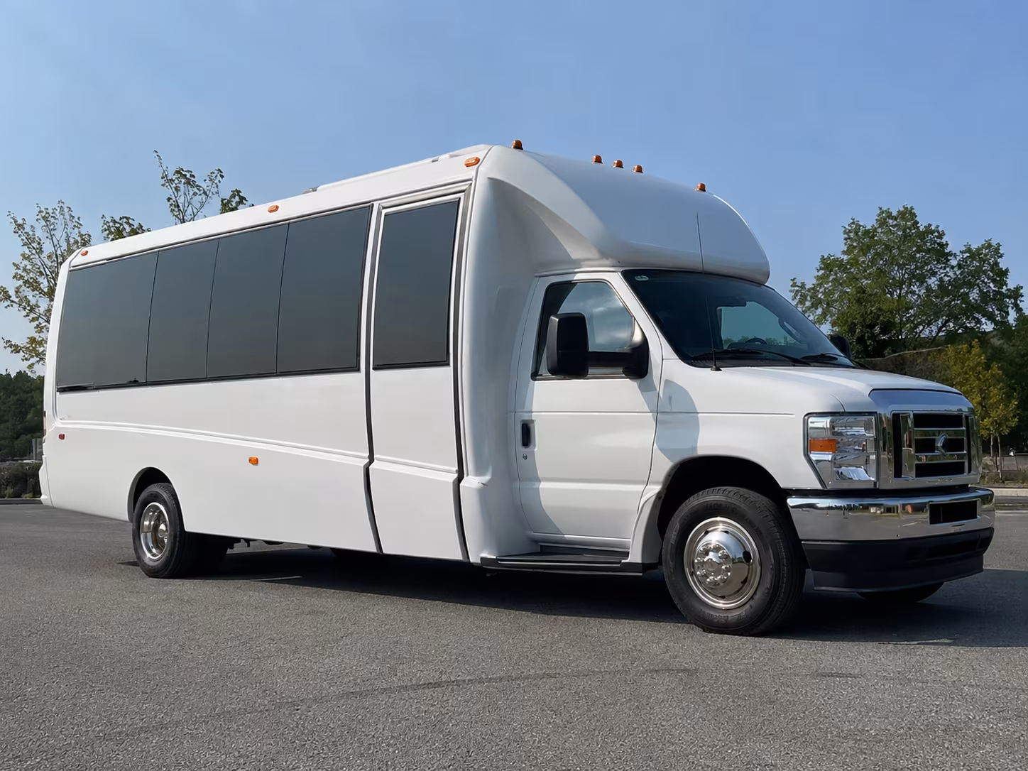 Wedding guests seated inside a party bus serving Pearland
