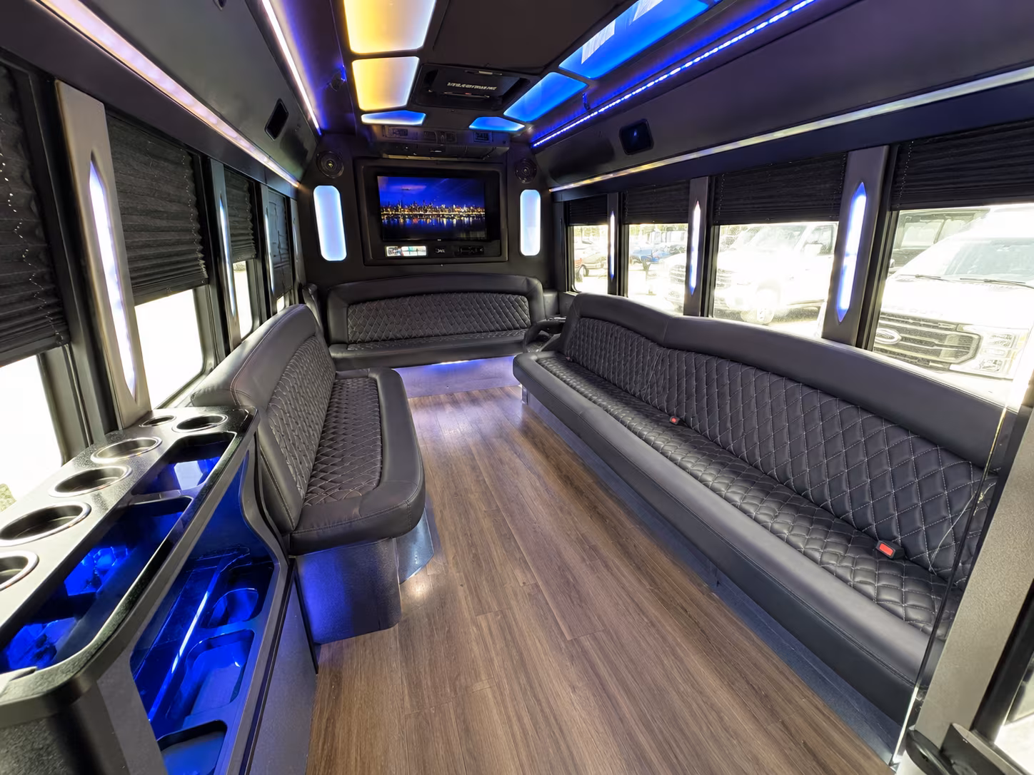 Pearland Birthday, Sweet 16, & Quinceañera Transportation party bus exterior