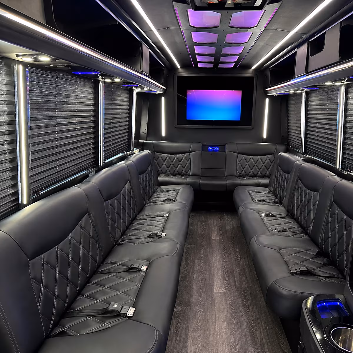 Pearland Sporting Event Transportation party bus interior